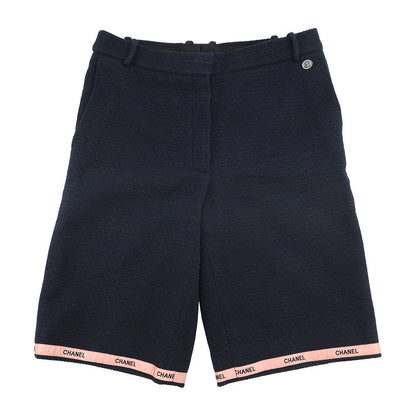 CHANEL Tweed Shorts CC Logo Size 36 NavyP70094-V33633-NB886 Cotton75% Wool 17% Polyamide8%