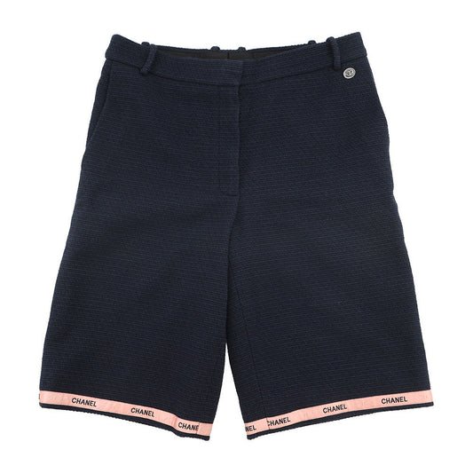CHANEL Tweed Shorts CC Logo Size 36 NavyP70094-V33633-NB886 Cotton75% Wool 17% Polyamide8%