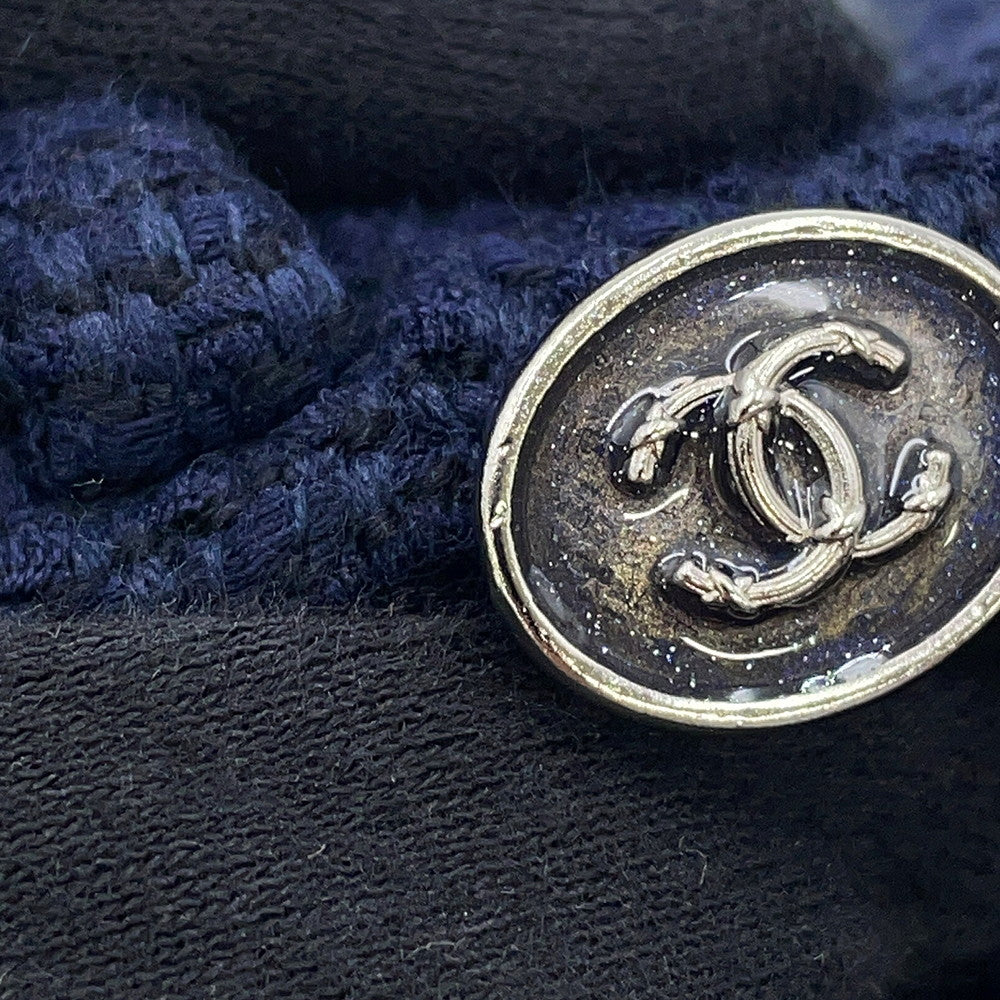 CHANEL Tweed Shorts CC Logo Size 36 NavyP70094-V33633-NB886 Cotton75% Wool 17% Polyamide8%