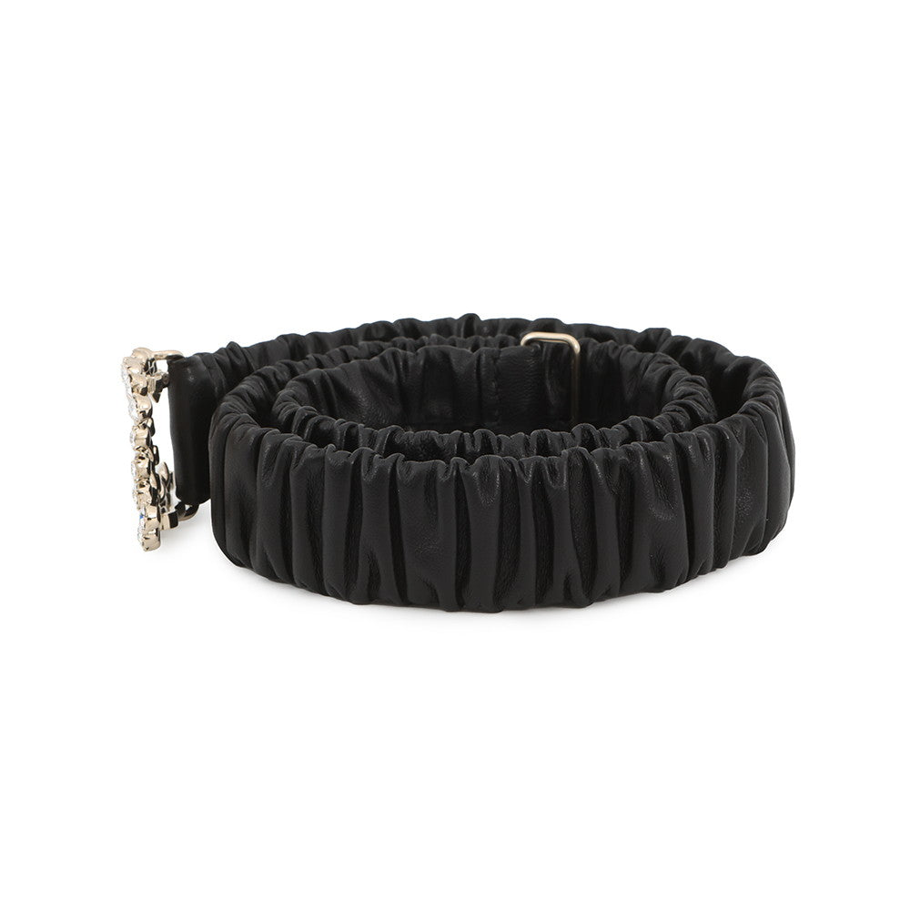 CHANEL CC Logo Belt Bijoux Size 75/30 Black Leather Rhinestone