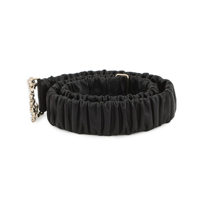 CHANEL CC Logo Belt Bijoux Size 75/30 Black Leather Rhinestone