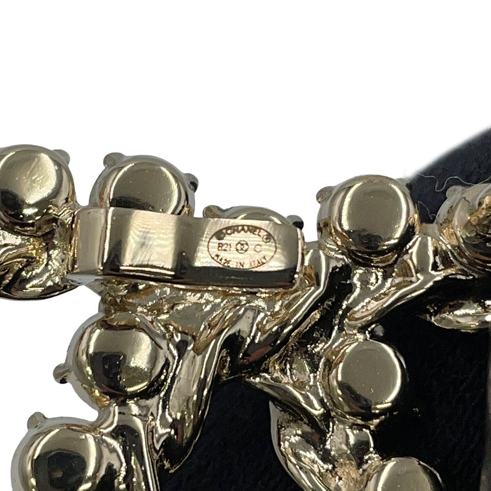 CHANEL CC Logo Belt Bijoux Size 75/30 Black Leather Rhinestone