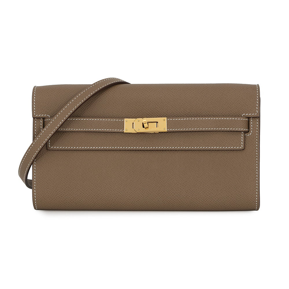 HERMES Kelly wallet long to go Etoupe Epsom