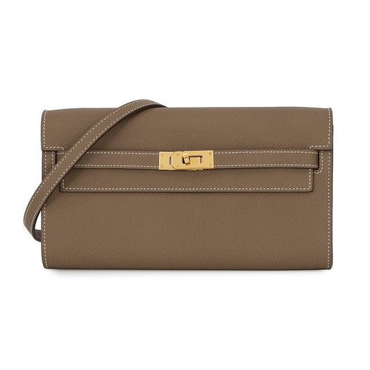 HERMES Kelly wallet long to go Etoupe Epsom