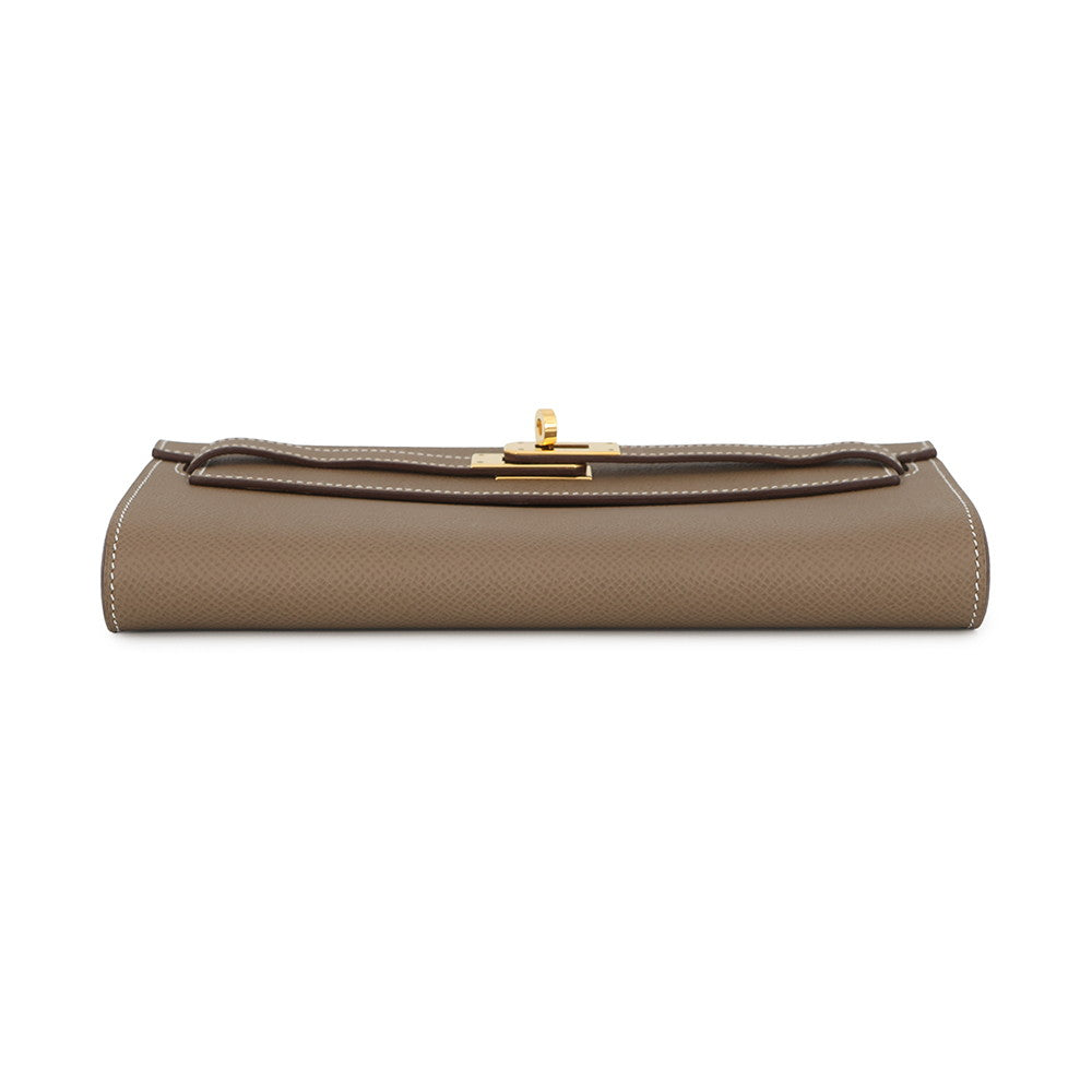 HERMES Kelly wallet long to go Etoupe Epsom