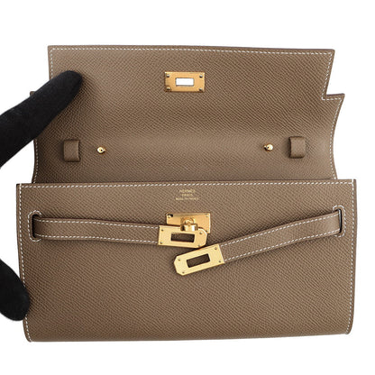 HERMES Kelly wallet long to go Etoupe Epsom