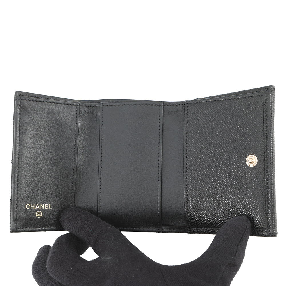 CHANEL Matelasse Small Flap Tri-fold Wallet BlackAP4319-B18212-94305 Caviar Leather