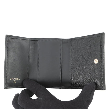 CHANEL Matelasse Small Flap Tri-fold Wallet BlackAP4319-B18212-94305 Caviar Leather