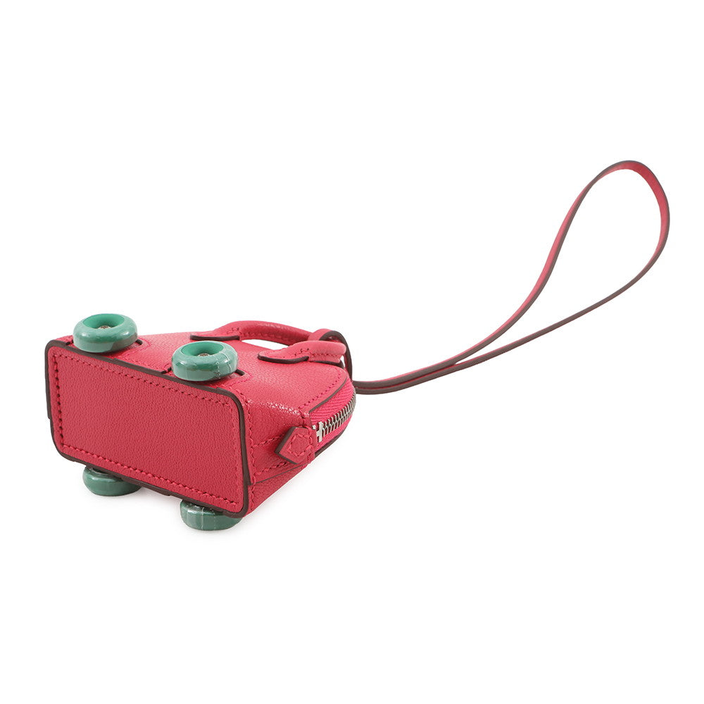 HERMES Bolide On-Wheel Bag Charm Rose Extreme/Vert Vertigo Chevre Myzore Goatskin