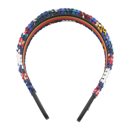 HERMES Headband Serie Grace Navy/Multicolor Swift Leather