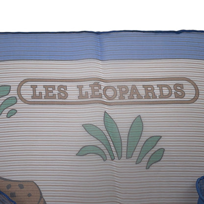HERMES Carre Silk Muslin Leopard Size 140 Blue Lavender/Marron Clair/Menthol Silk100%