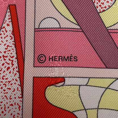 HERMES Gavrosh, Ready Go! Size 45 Rose Nacle / Red / Yellow Silk100%