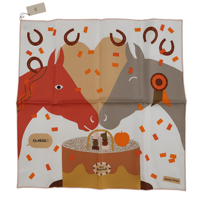 HERMES Gavrosh Just Married Size 45 White/Beige/Corail Silk100%