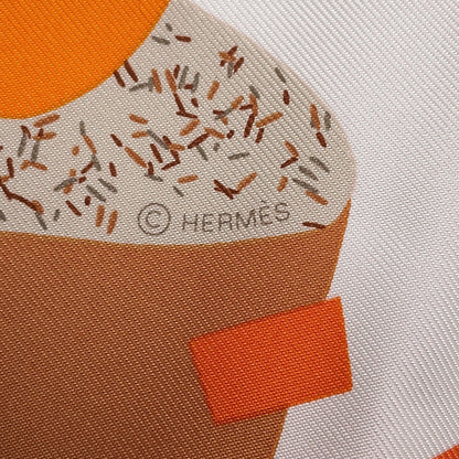 HERMES Gavrosh Just Married Size 45 White/Beige/Corail Silk100%