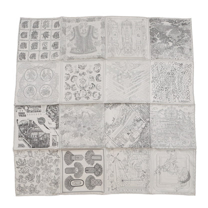HERMES Carre Double Face Robokabar 2023 Year Gift Size 60 Gray/White Silk100%