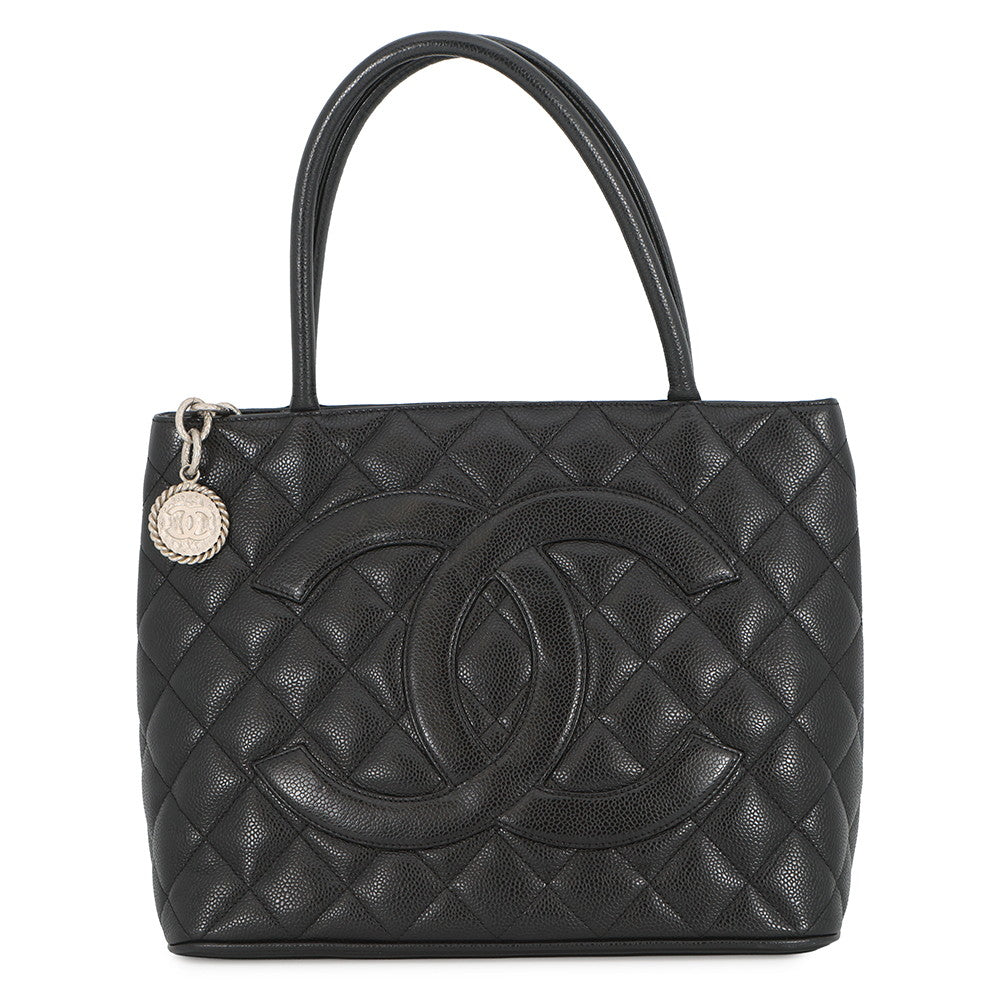 CHANEL Matelasse Medallion Tote BlackA01804 Caviar Leather