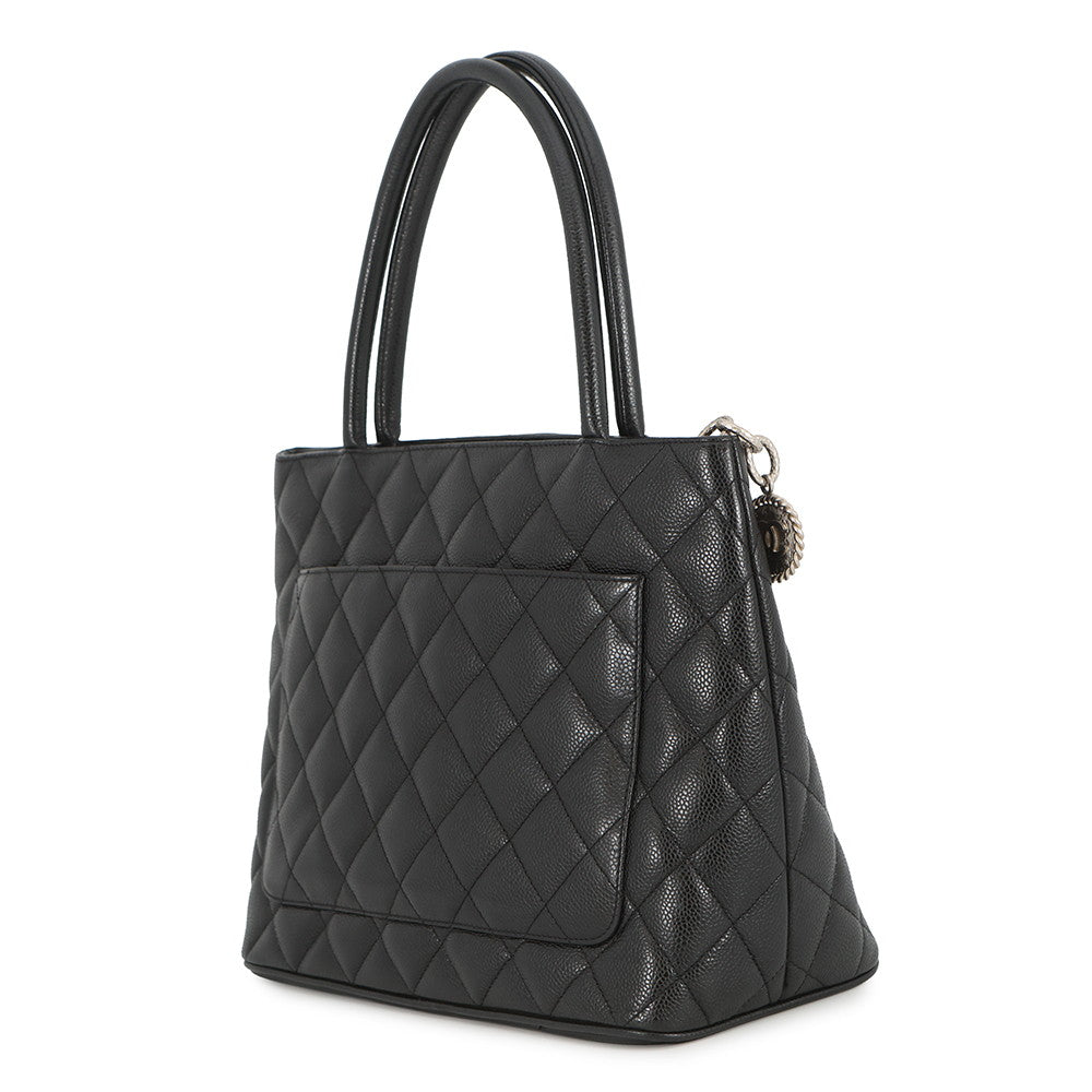 CHANEL Matelasse Medallion Tote BlackA01804 Caviar Leather