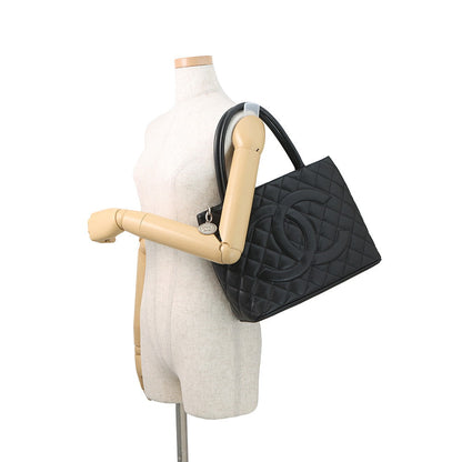 CHANEL Matelasse Medallion Tote BlackA01804 Caviar Leather