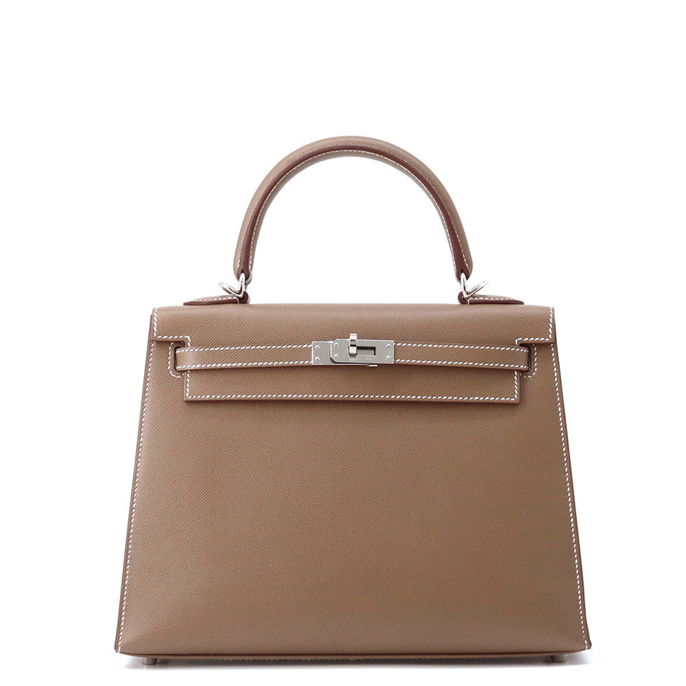 HERMES Kelly Sellier sewing Etoupe Veau Madame Size 25