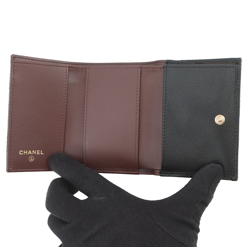 CHANEL Matelasse Classic Small Flap Wallet BlackAP0230 Caviar Leather