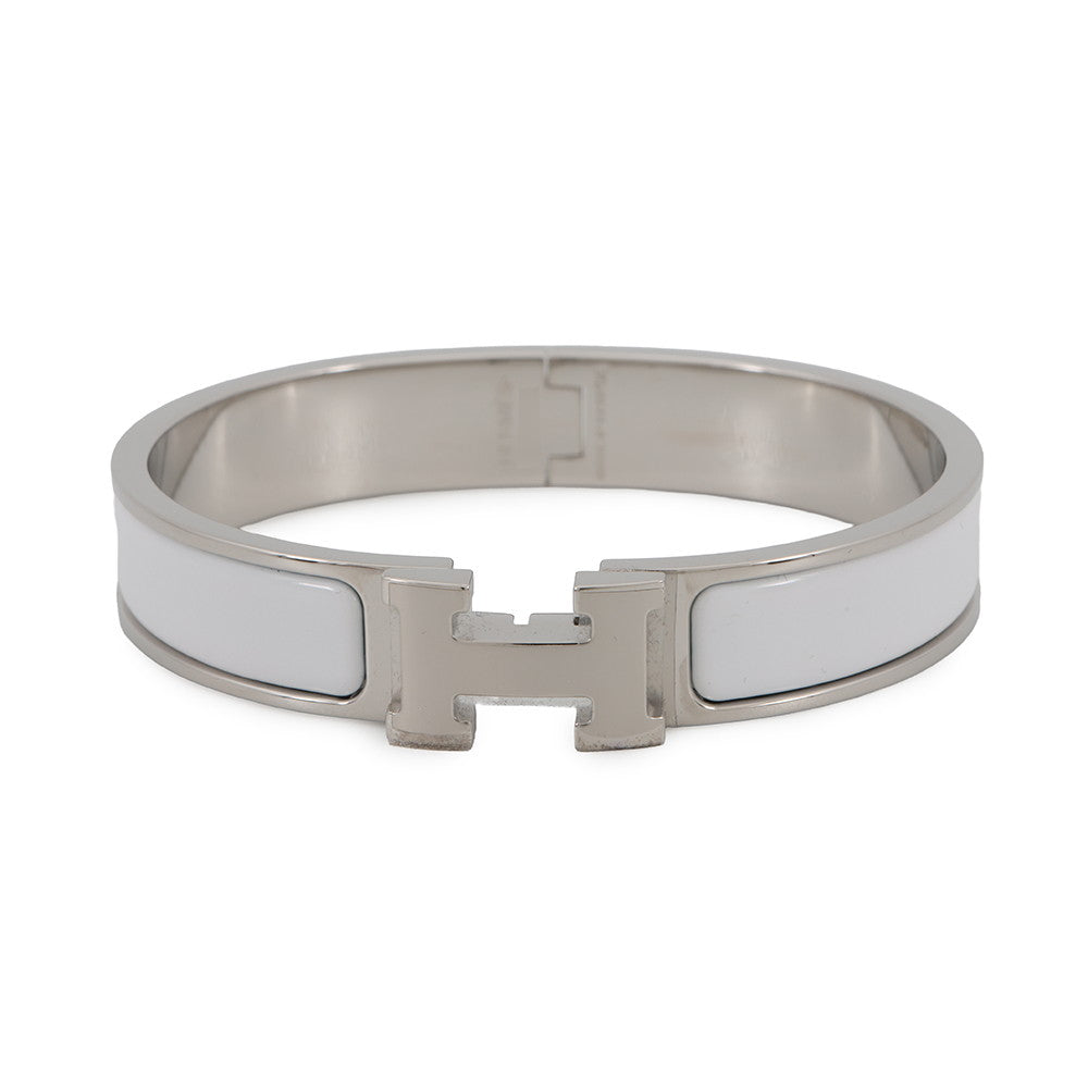 HERMES Clic Clac H Size PM White Metal Enamel