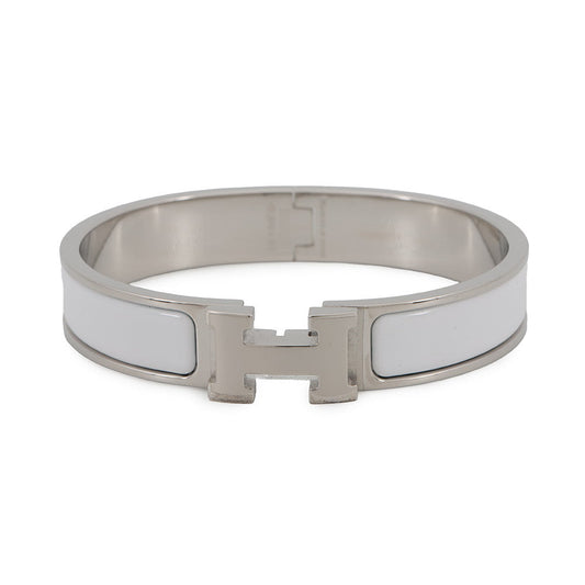 HERMES Clic Clac H Size PM White Metal Enamel