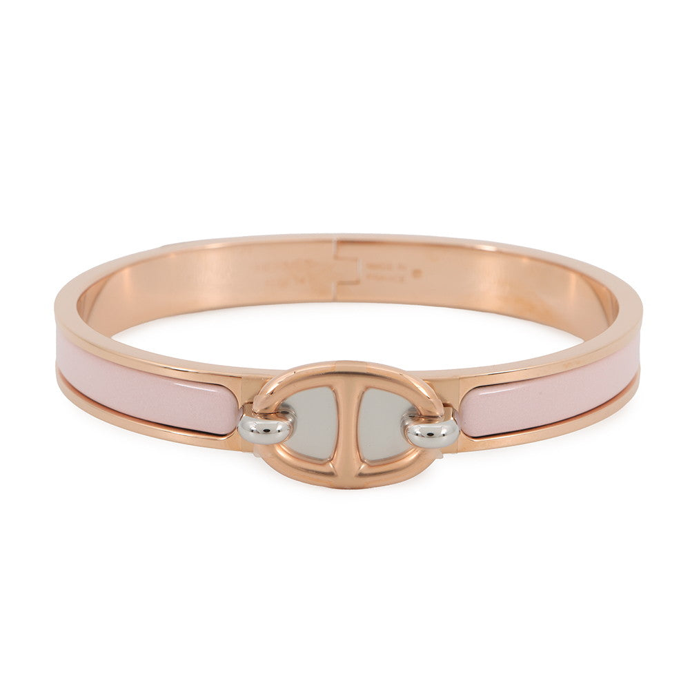 HERMES Mini Clic Chaine d'Ancre Bracelet Size PM Rose Kander Metal Enamel