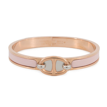 HERMES Mini Clic Chaine d'Ancre Bracelet Size PM Rose Kander Metal Enamel