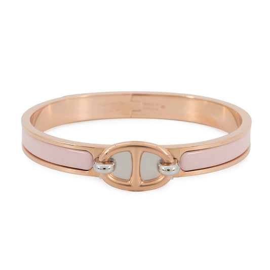 HERMES Mini Clic Chaine d'Ancre Bracelet Size PM Rose Kander Metal Enamel