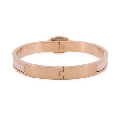 HERMES Mini Clic Chaine d'Ancre Bracelet Size PM Rose Kander Metal Enamel