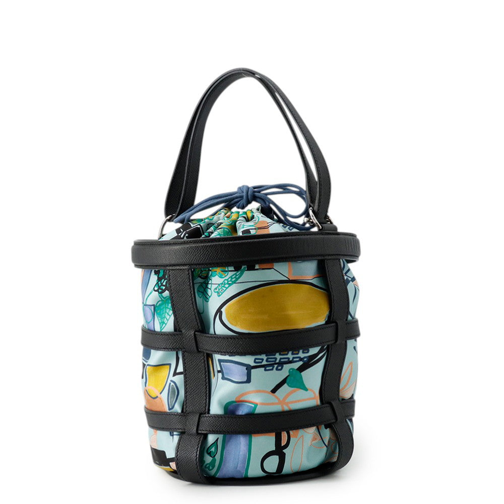 HERMES Muzaldine Black/Multicolor Epsom Silk