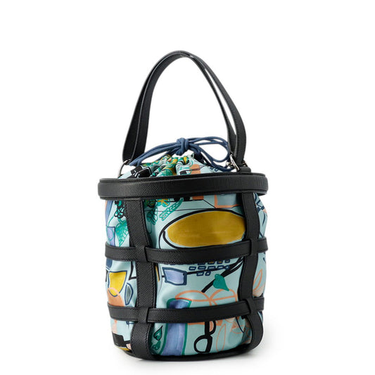 HERMES Muzaldine Black/Multicolor Epsom Silk