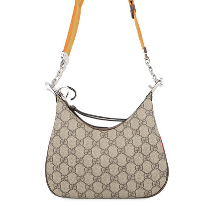 GUCCI Attaché Shoulder Bag Beige/Brown/Orange699409 96GRN 4091 GG Supreme Leather Size Small