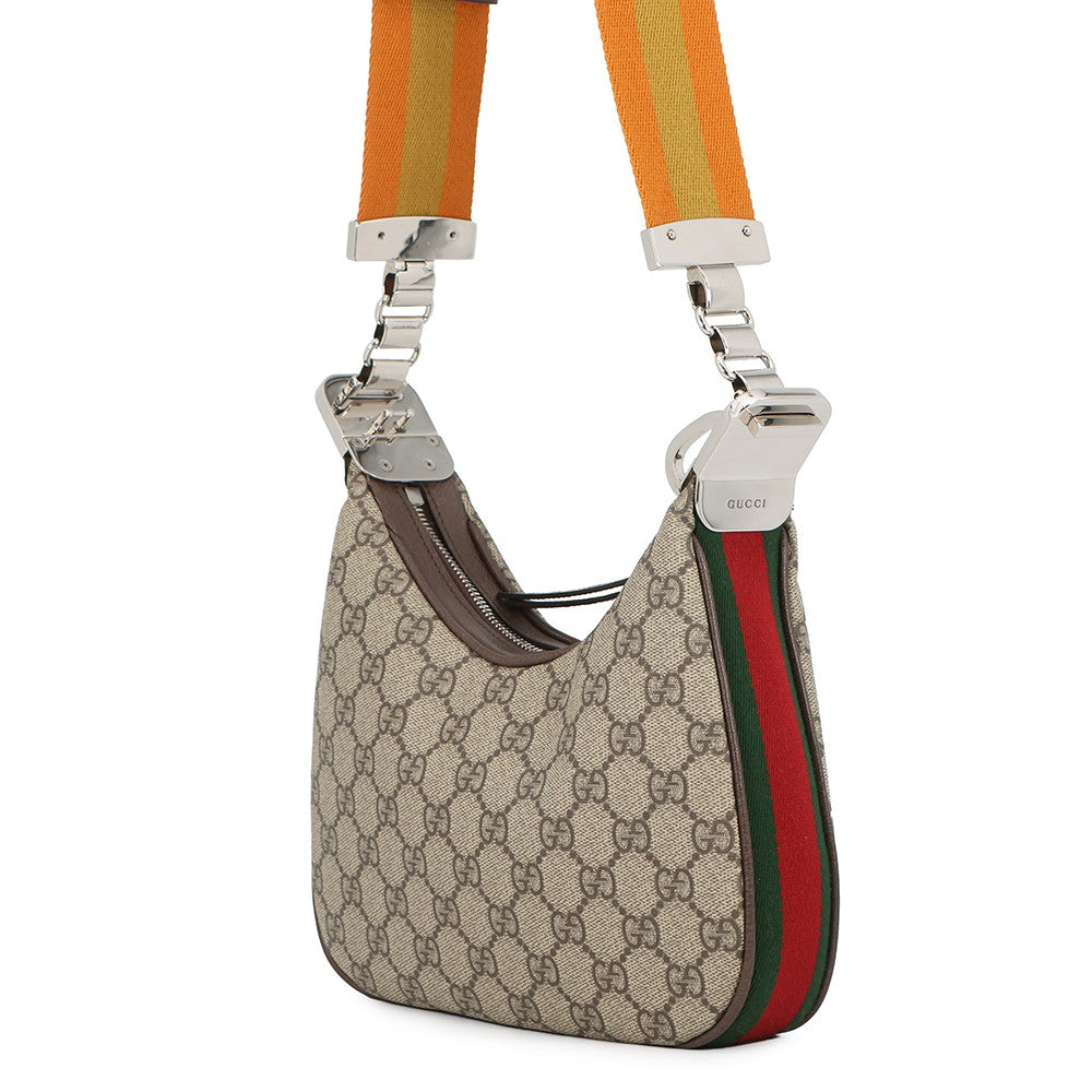 GUCCI Attaché Shoulder Bag Beige/Brown/Orange699409 96GRN 4091 GG Supreme Leather Size Small