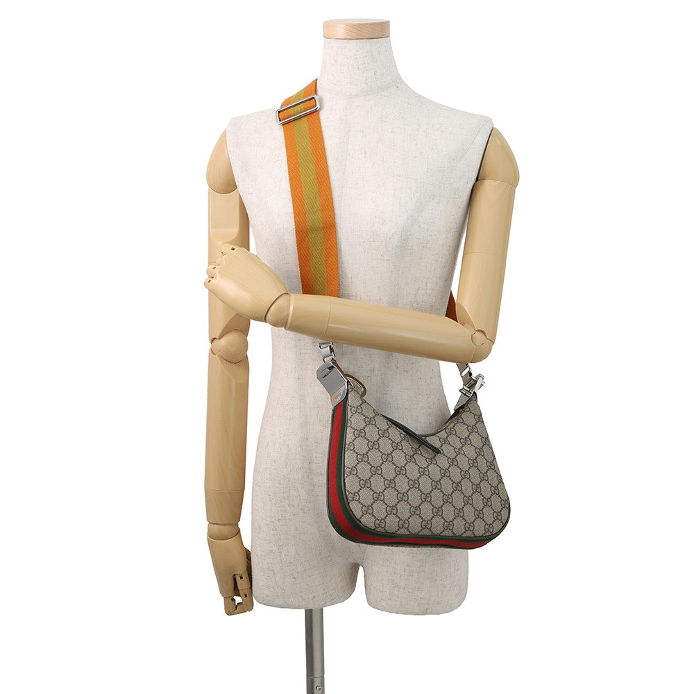 GUCCI Attaché Shoulder Bag Beige/Brown/Orange699409 96GRN 4091 GG Supreme Leather Size Small