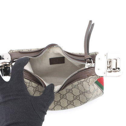 GUCCI Attaché Shoulder Bag Beige/Brown/Orange699409 96GRN 4091 GG Supreme Leather Size Small