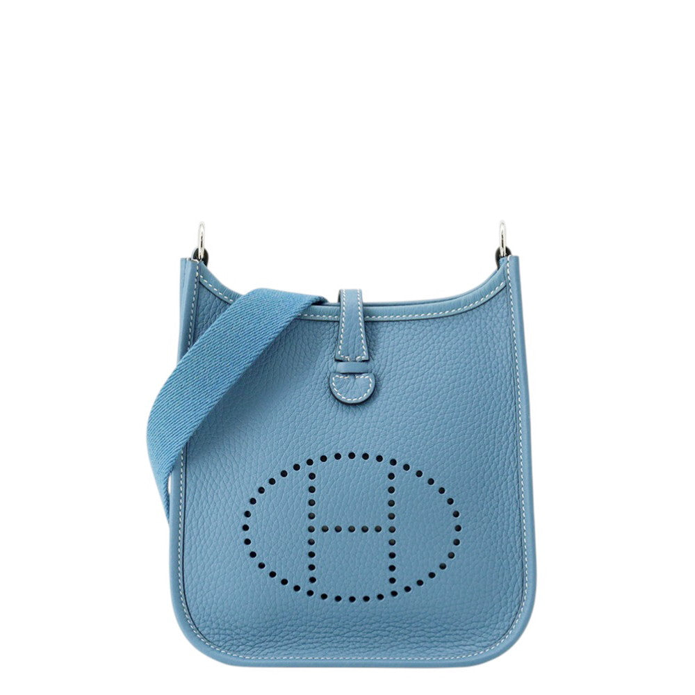 HERMES Evelyne Short New Blue Jean Taurillon Clemence Size TPM