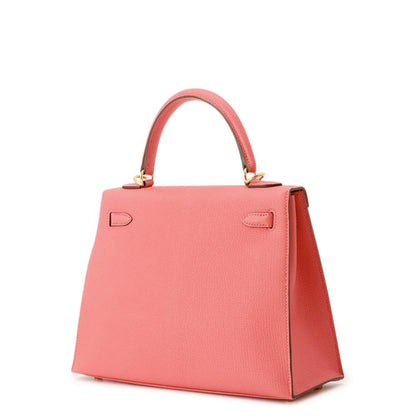HERMES Kelly Sellier Rose Lipstick Chevre Myzore Goatskin Size 25