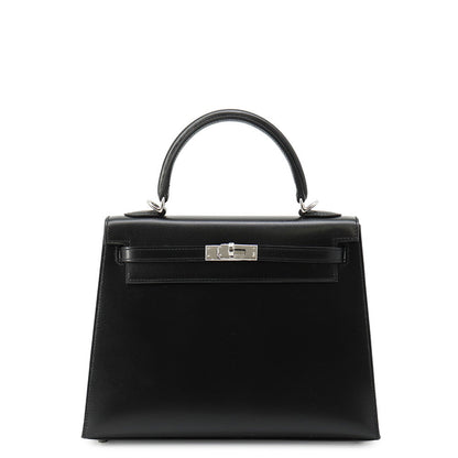 HERMES Kelly Sellier Black Box Calf Leather Size 25