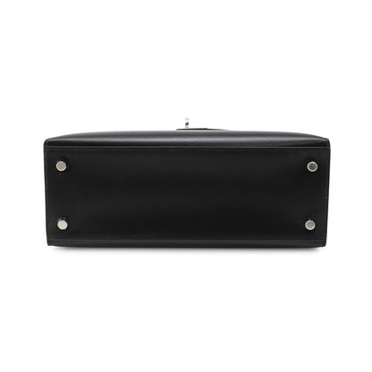 HERMES Kelly Sellier Black Box Calf Leather Size 25