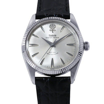 TUDOR Oyster Prince W34mm Stainless Steel Leather Silver Dial7965