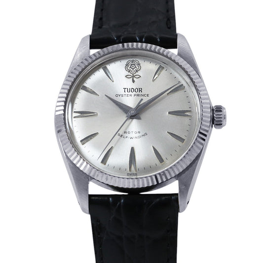 TUDOR Oyster Prince W34mm Stainless Steel Leather Silver Dial7965