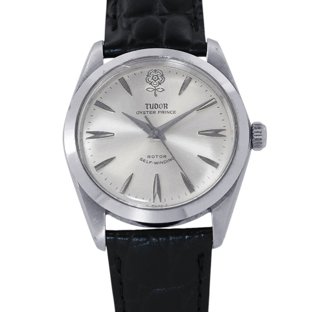TUDOR Oyster Prince W34mm Stainless Steel Leather Silver Dial7995