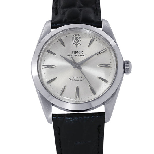 TUDOR Oyster Prince W34mm Stainless Steel Leather Silver Dial7995