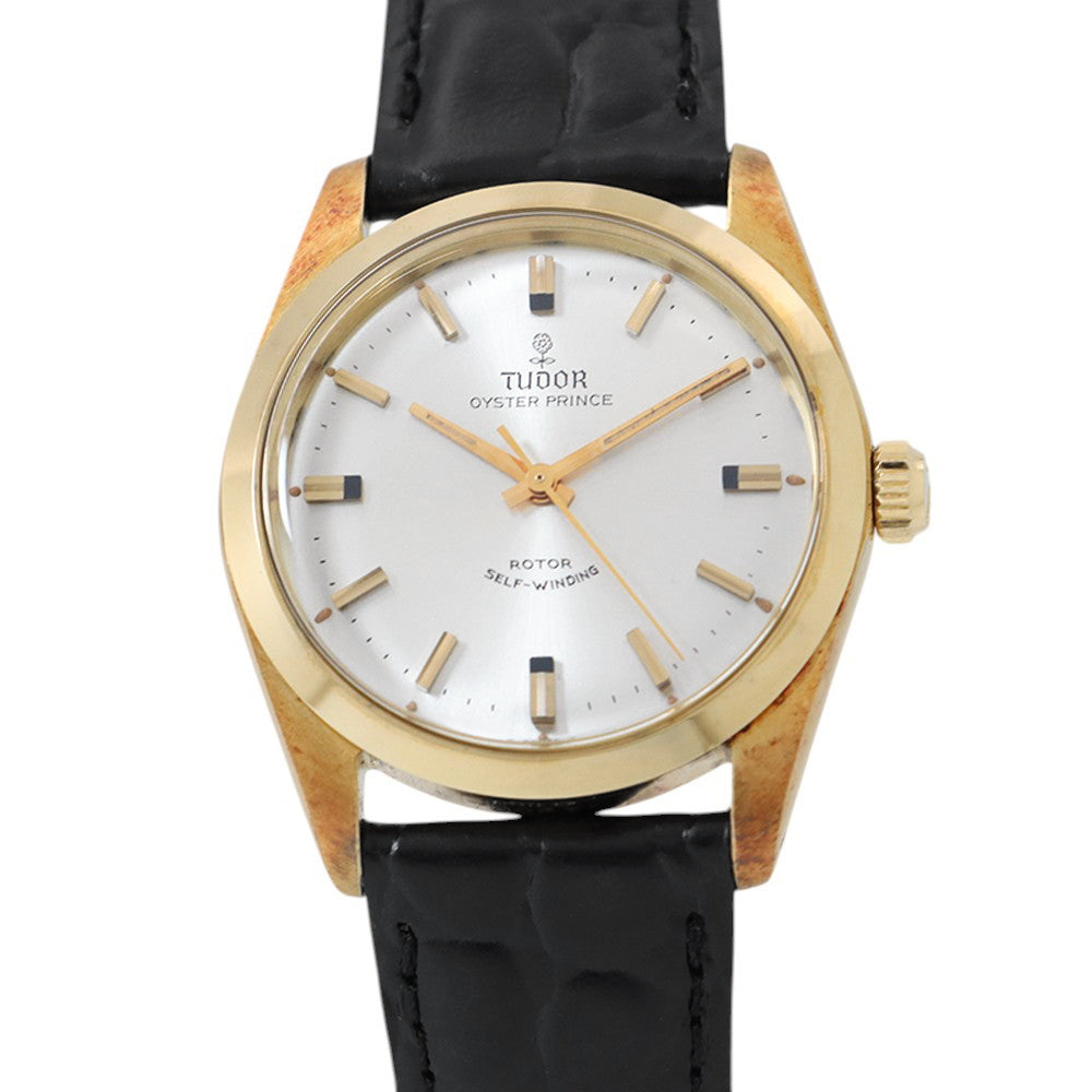 TUDOR Tudor Oyster Prince W34mm Gold Plated Leather Silver Dial7995/1