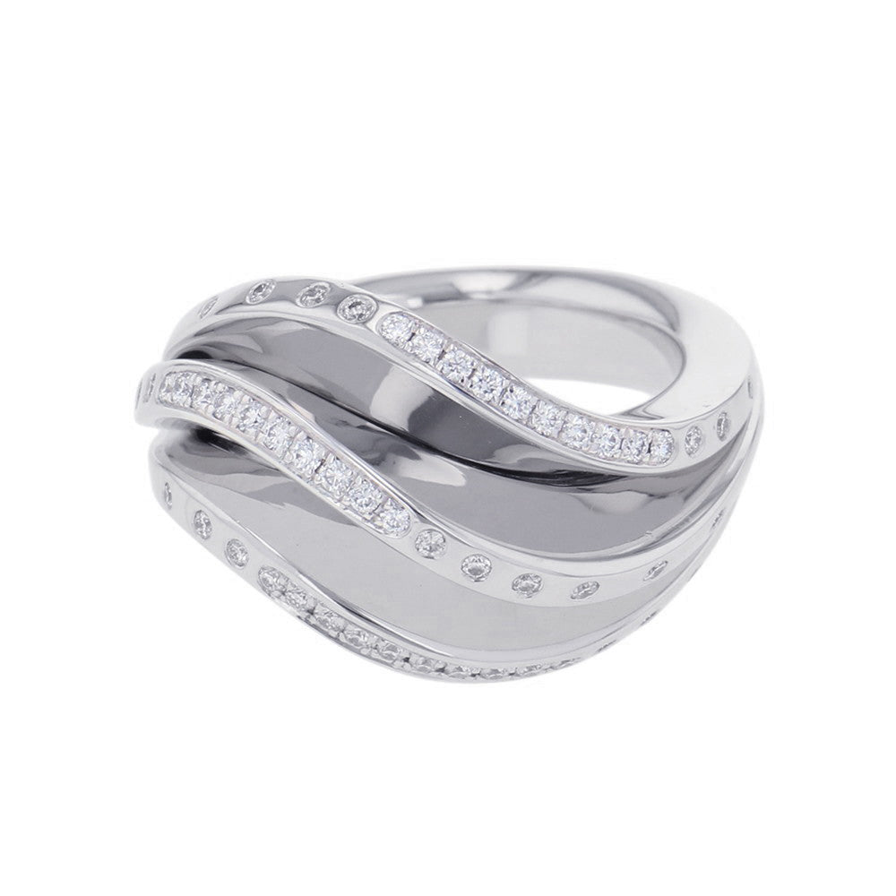 CARTIER Nouvelle Vague Melee Diamond Ring Size 53/#13 18K White Gold