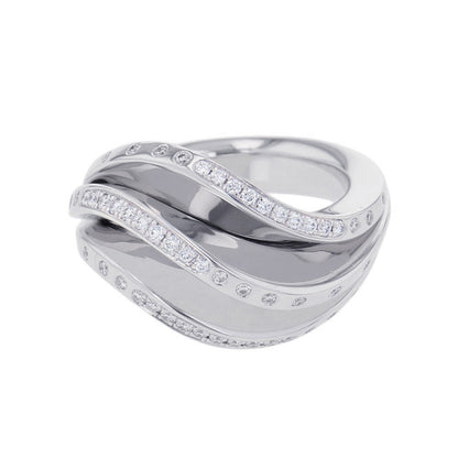 CARTIER Nouvelle Vague Melee Diamond Ring Size 53/#13 18K White Gold
