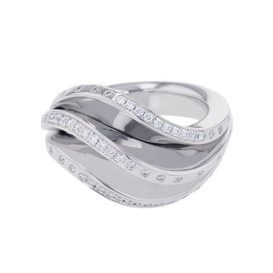 CARTIER Nouvelle Vague Melee Diamond Ring Size 53/#13 18K White Gold
