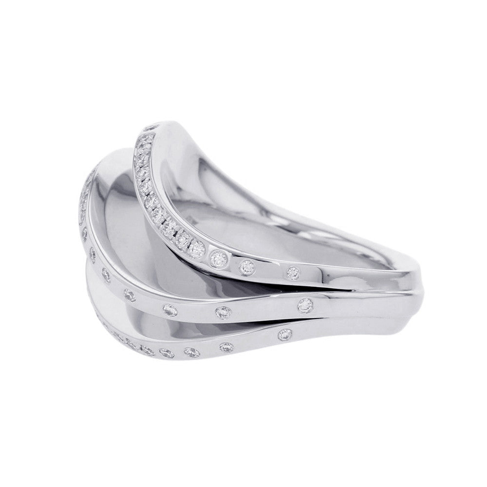 CARTIER Nouvelle Vague Melee Diamond Ring Size 53/#13 18K White Gold