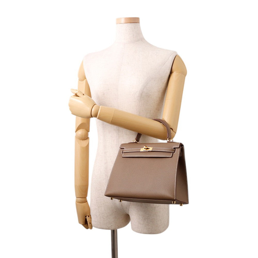 HERMES Kelly Sellier sewing Etoupe Epsom Size 25
